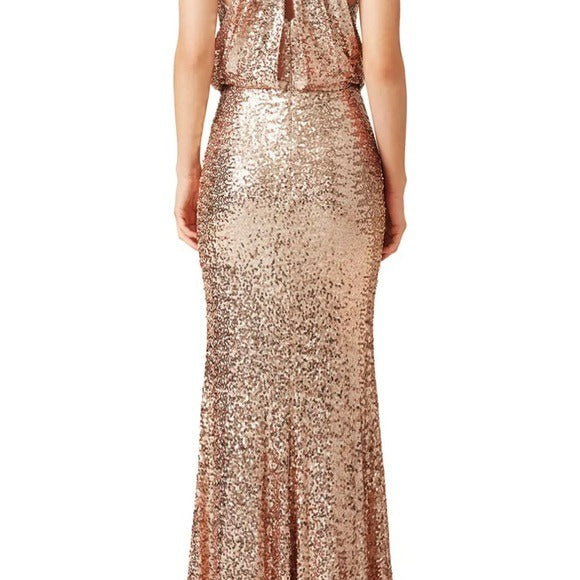 Rose gold sequin 2 piece prom or homecoming gown - Belle Badgley Mischka Size 4 & 6