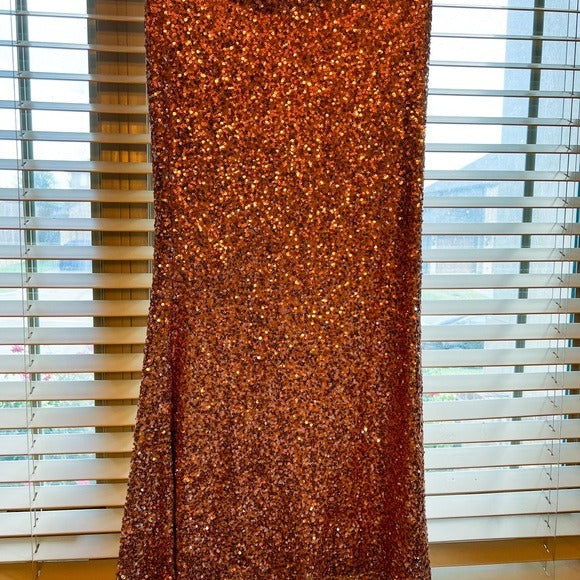 Rose gold sequin 2 piece prom or homecoming gown - Belle Badgley Mischka Size 4 & 6